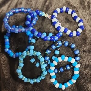 Vibrant Blue and White Beaded Bracelet Collection